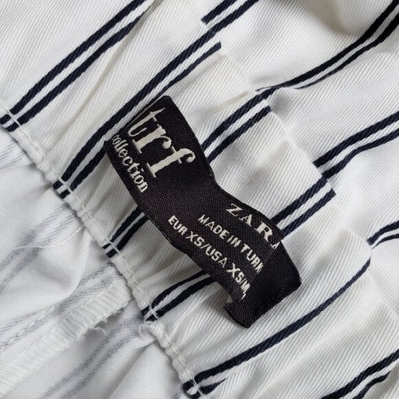 ZARA - High waisted white & navy striped shorts with front tie - Picture 10 of 10